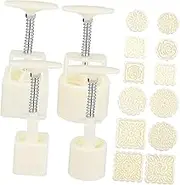 LOPUNER 1 Set Moon Cake Mold DIY Hand Press Cookie Stamps for Mid Autumn Festival Versatile Mould with Multiple Flower Patterns for Cookies and Breads