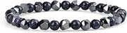 [MYMEO] Men Irregular Hematite Beads Bracelet Women Natural Lava Tiger Eye Bead Bracelet Jewelry,6mm Bluesandstone E, 6mm, Stone
