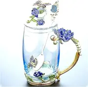 Beer Mug 320 / 350ML Beautiful Enamel Cup Glass Household Set Flower Tea Crystal Coffee Cup Beer Mug Couple Wedding Gift Beer Mugs (Size : C1)