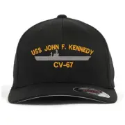 Uss cv-67 embroidered stretch flex fit baseball cap (size S/M, L/XL, XXL)