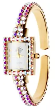 KIRKS FOLLY GODDESS GLAMOR BANGLE WATCH goldtone / pink ab