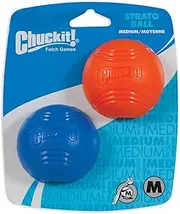 Chuckit! 197201 Strato Ball, Medium, 2.5", 2 Pack, Assorted Orange & Blue, Medium 2.5"