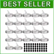 22-Pack Leak-Proof Mason Jar Spouts with 44 Black Lid Caps - 70mm Regular Mouth