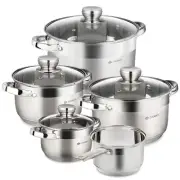 Standard Stainless Steel Kitchen Induction Pot Cookware Set | 9-Piece | Dishw...