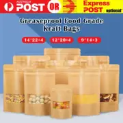 Kraft Paper Stand Up Doy Pouches Bag Window Zip Zipper Lock Heat Seal Food grade