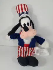 Disney Store Uncle Sam Goofy Plush Bean Bag Beanie 4th of July Vintage NWT
