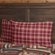Rustic Standard Pillow Case Set of 2 Red Braxton Cotton Bedroom Decor VHC Brands