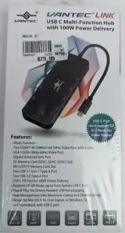 BRAND NEW - Vantec Link - USB C Multi-Function Hub with 100W Power Delivery