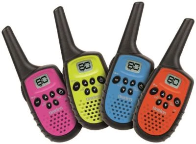 Uniden UH35-4 UHF 4 Handheld 80Ch Radio Walkie Talkies +4 Belts Quad Colour New