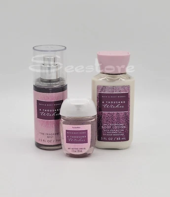 Bath & Body Works A thousand Wishes Mist Lotion Pocketbac Travel Size Set of 3
