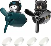 2 Pack Car Air Freshener, Cute Bear Pilot Car Diffuser, Rotating Propeller Air Outlet Vent Fresheners Aromatherapy Ornament, Automotive Air Fresheners Car Accessories