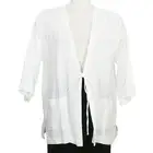 EILEEN FISHER White Organic Cotton Gauze Tie Front Kimono Jacket L