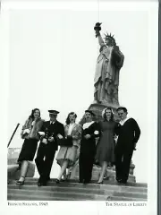 *NY Postcard-"3 French Sailors & 3 Girls, 1943" @ *Statue of Liberty, NY {C25}