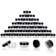 3 Gram Sample Containers with Lids Tiny Sample Jars, Empty Lip 50 Count Black