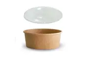 250 X Brown Kraft Paper Food Bowls And Lids 750Ml