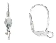 10 Silver Plated Brass 18mm Lever Back with Shell Earrings with Open Loop
