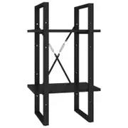 vidaXL 2-Tier Book Cabinet Black Engineered Wood Storage Rack Bookcase Stand