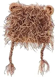 [LIFKOME] Knitted Hat Kids' Warm Beanies Unique Pattern Children's Headwear Handmade and Stylish Khaki