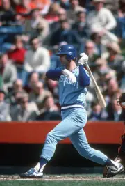 John Wathan Kansas City Royals bats v the Baltimore Orioles at an - Old Photo