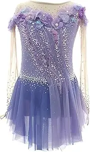 [Zagitova] Girls Ice Figure Skating Dress Women Applique Customizable Competition Dance Clothing with Shiny Rhinestone