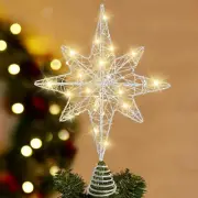 Christmas Tree Topper 13.5” Silvery Star Tree Toppers with 20 LED Lights tree