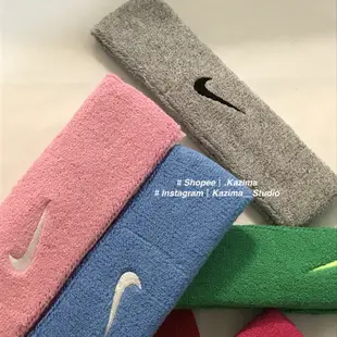 Kazima｜現貨 Nike 刺繡Logo 運動髮帶 髮帶 頭帶 毛巾布 運動頭帶 黑 白 黑色 白色 粉色 粉紅 寶藍