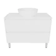 Forme Razor 900mm Freestanding Vanity with Myanmar White Stone Top and Atom Above Counter Basin - White