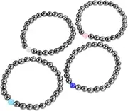 OHPHCALL 4pcs Opal Anklet Energy Stone Foot Jewelry Anklet Hematite Ankle Decor Chain for Women Men