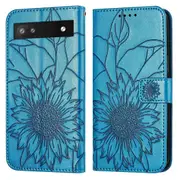 Pixel 6A Wallet Case 3 Credit Card Slot ID Card Holder, PU Leather Flip Case - Blue