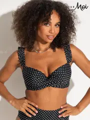 Pour Moi Black Padded Sicily Longline Underwired Bikini Top (N67884) | $78