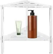 Triangle Shower Foot Rest - Waterproof Acrylic Double-Tier Shower Caddies | Stable Heavy Duty Bathing Chairs Storage Shelf for Bathroom Living Room Bedroom