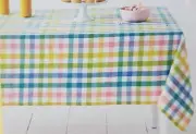 Printed Fabric Tablecloth, 60"x84" Oblong, SPRING PLAID MULTICOLOR SQUARES, HFH