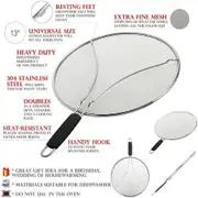 Grease Splatter Screen for Frying Pan 13in Stops 99% of Hot Oil Splash Protects Skin from Burns Splatter Guard for Cooking Stainless Steel