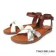 Tino Bellini 西班牙進口全真皮撞色扭結涼鞋FSJV005(銀色)