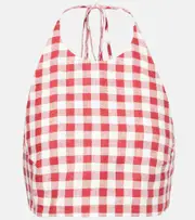 [Asceno] Asceno Marseille gingham linen crop top AU 14 red
