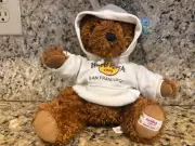 Hard Rock Cafe San Francisco Teddy Bear with White Hoodie Sweatshirt - Plush