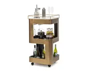 Bar Cabinet Drinks Trolley Cart Contemporary Wine Storage with Marble Top