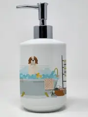 Saint Bernard in Bathtub Ceramic Soap Dispenser Hand Soap Dispenser Pump