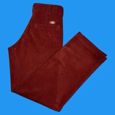 Dickies Mens Size 30x32 Regular Fit Straight Leg Orange Corduroy Pants