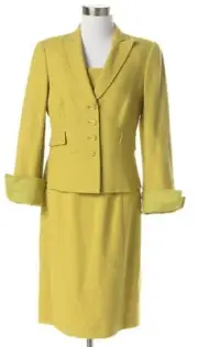 Armani Collection Women's Size 6 Dress Suit Chartreuse Sheath Cropped Jacket