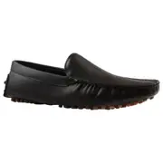 Mens Zasel Summer Leather Shoes Dark Brown Casual Slip On Boat Deck Loafers