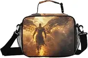 Insulated Lunch Box Archangel Wings Gold for Women Men - Ideal for Work, Picnics - Includes Adjustable Shoulder Strap