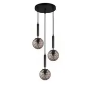 CLA LIGHTING Trattino 3 Glass Round Base Pendant Lights - Matte Black/Smoked