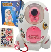Rocket Ship Piggy Bank for Girls Money Safe Astronaut Piggy Banks for Kids Cash