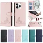 Cat Wallet Leather Phone Case for Samsung A55 A51 A73 M53 A54 A53 A52 A70 A50