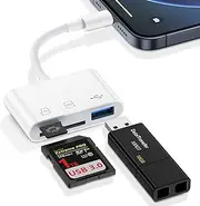 USB C Digital Camera Adapter for iPhone 16e/16 Pro/Max/16 Plus/16/15,Type C Memory Card Reader Micro SD Card Reader Card Adapter Android USBC to SD for Samsung Galaxy A56 5G/A36/A26/A16/S25 Ultra/S24