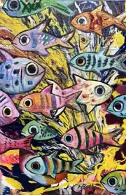 MBollen FISH PAINTING acrylic sealife contemporary Ocean reef coral