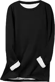 Flygo Women's Winter Fleece Sherpa Lined Crewneck Pullover Sweatshirt Warm Tunic Tops Loungewear