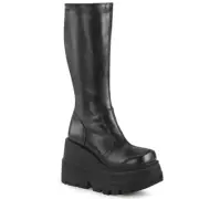 Demonia Shaker-65 Cyber Punk Goth Wedge Platform Knee High Boots