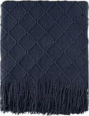 BATTILO HOME Navy Throw Blanket for Couch, Decorative Navy Blue Throw Blanket for Sofa Bed Room Decor, 50"x60"
